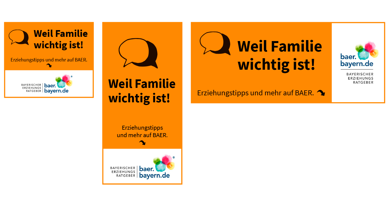 Online Banner: Mit dem Text Weil Familie wichtig ist und Logo BAER