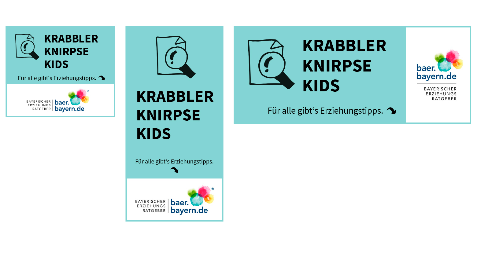 Online Banner: Mit dem Text Krabbler Knirpse Kids und Logo BAER