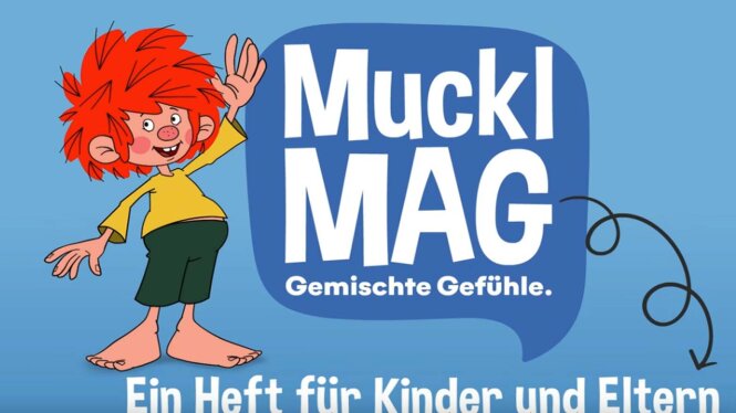 Illustration von Pumuckl und dem Logo des Kindermagazin MucklMag
